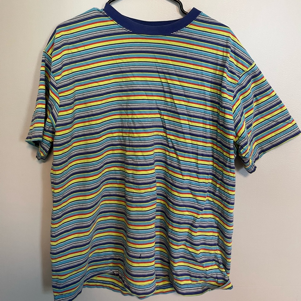 Blue and Green Striped Oversize Tee